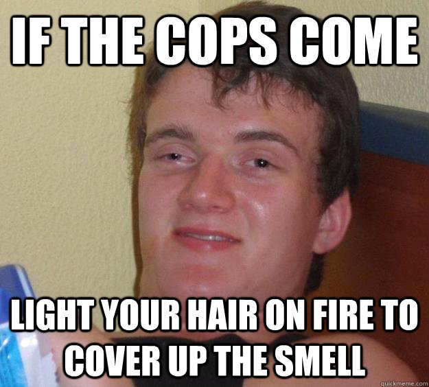 if the cops come light your hair on fire to cover up the smell - if the cops come light your hair on fire to cover up the smell  10 Guy