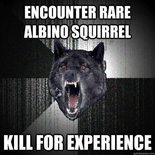 Encounter rare albino squirrel kill for experience  Insanity Wolf