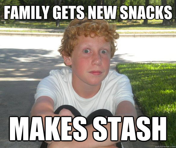 family gets new snacks makes stash - family gets new snacks makes stash  Mischievous Ben