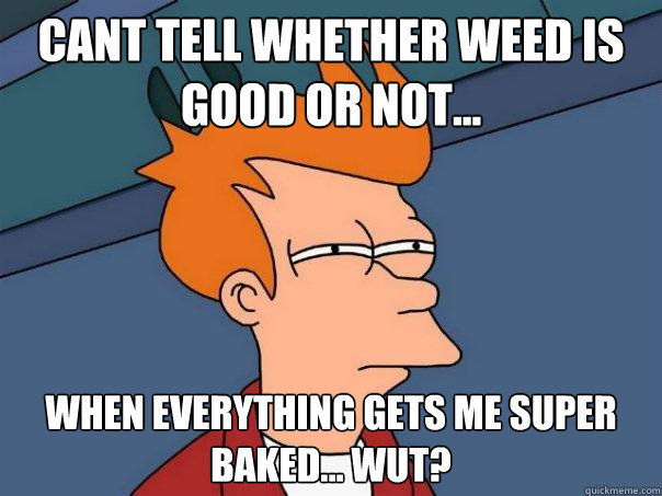 Cant tell whether weed is good or not... When everything gets me super baked... Wut?  Futurama Fry