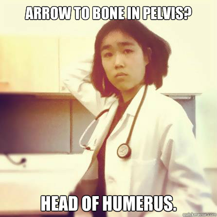 Arrow to bone in pelvis? Head of humerus.  