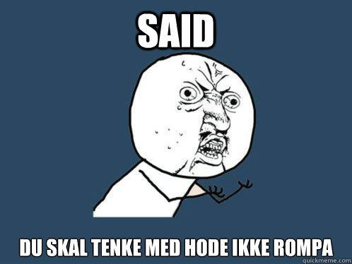 said du skal tenke med hode ikke rompa  Y U No