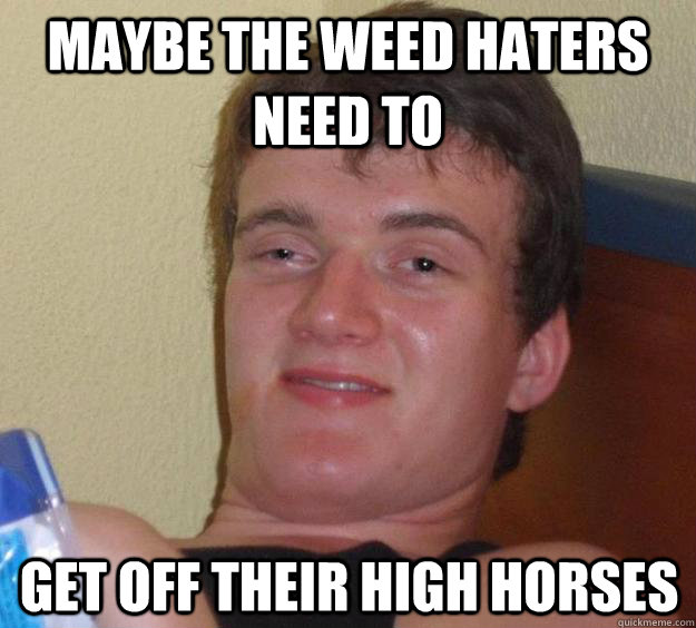 maybe the weed haters need to  get off their high horses - maybe the weed haters need to  get off their high horses  10 Guy
