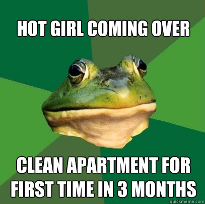 Hot girl coming over Clean apartment for first time in 3 months  Foul Bachelor Frog