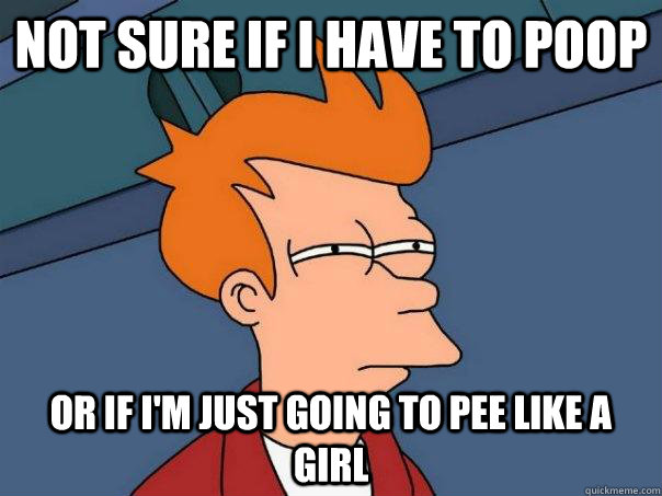 Not sure if I have to poop Or if I'm just going to pee like a girl   Futurama Fry