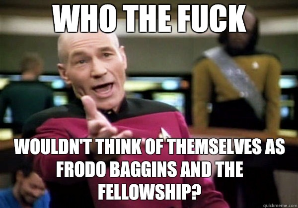 Who the fuck Wouldn't think of themselves as Frodo Baggins and the fellowship?  Why The Fuck Picard