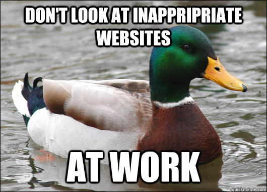 don't look at inappripriate websites at work  Actual Advice Mallard