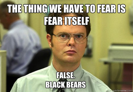 the thing we have to fear is fear itself False.
black bears  Dwight