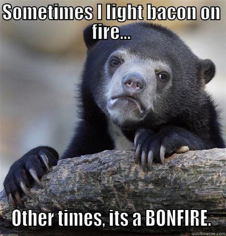 SOMETIMES I LIGHT BACON ON FIRE... OTHER TIMES, ITS A BONFIRE. Confession Bear