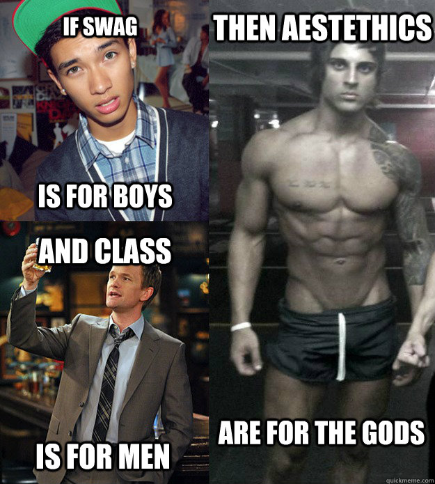 IF swag is for boys And class is for men Then Aestethics ARE FOR THE GODS  Zyzz