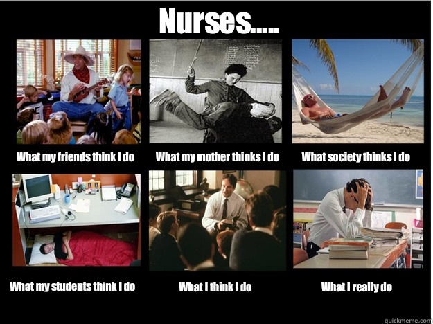 Nurses..... What my friends think I do What my mother thinks I do What society thinks I do What my students think I do What I think I do What I really do  What People Think I Do