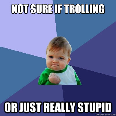 not sure if trolling or just really stupid  Success Kid