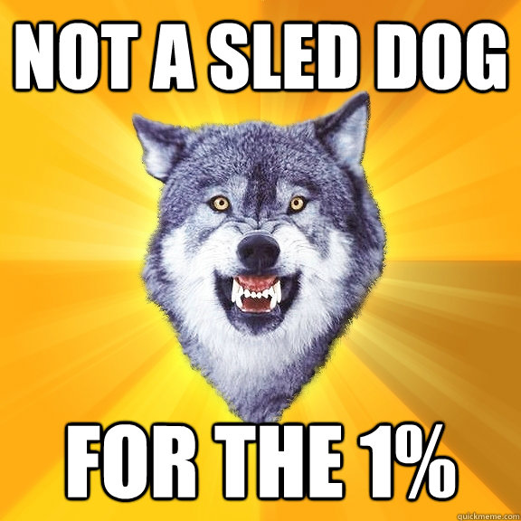 not a sled dog for the 1%  Courage Wolf