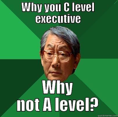 WHY YOU C LEVEL EXECUTIVE WHY NOT A LEVEL? High Expectations Asian Father