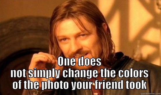  ONE DOES NOT SIMPLY CHANGE THE COLORS OF THE PHOTO YOUR FRIEND TOOK Boromir