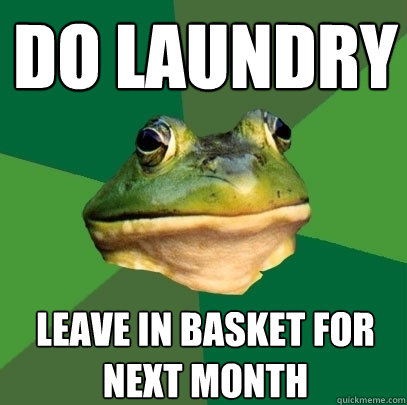 Do Laundry Leave in basket for next month  Foul Bachelor Frog