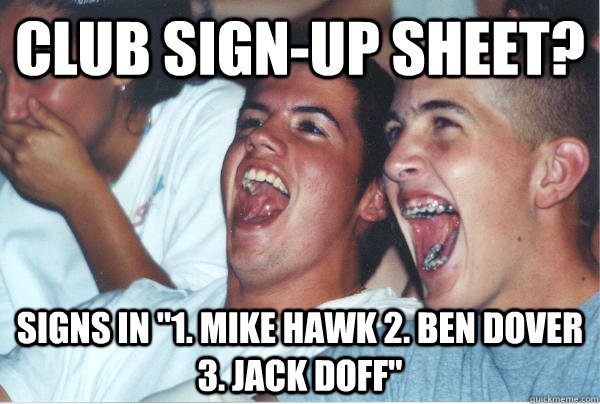 Club sign-up sheet? signs in 