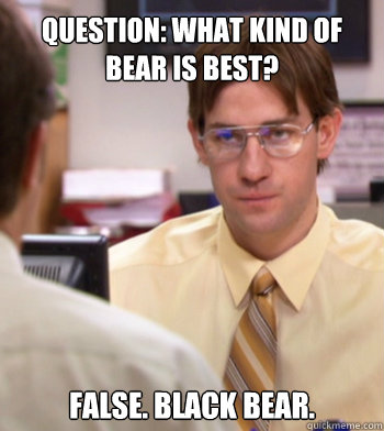 Question: What kind of bear is best? False. Black Bear.  