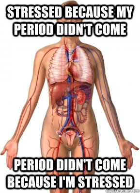 stressed because my period didn't come period didn't come because i'm stressed - stressed because my period didn't come period didn't come because i'm stressed  Scumbag Female Body