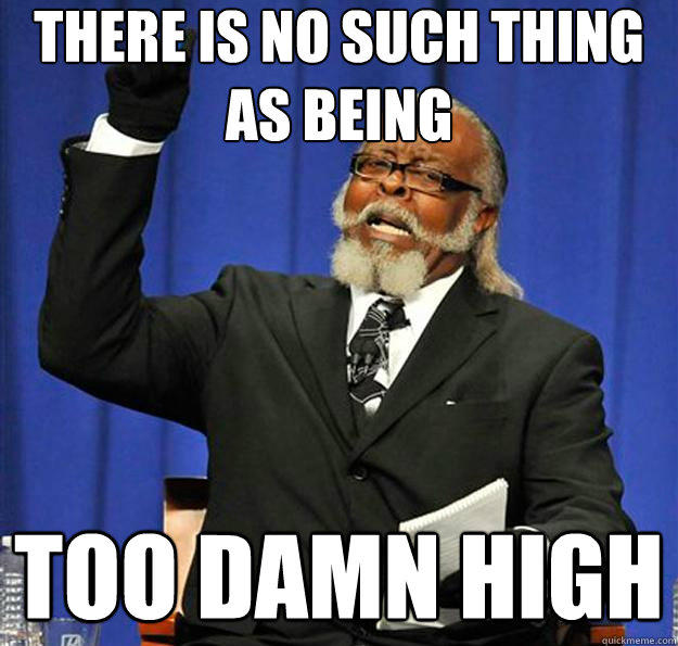 there is no such thing as being too damn high - there is no such thing as being too damn high  Jimmy McMillan