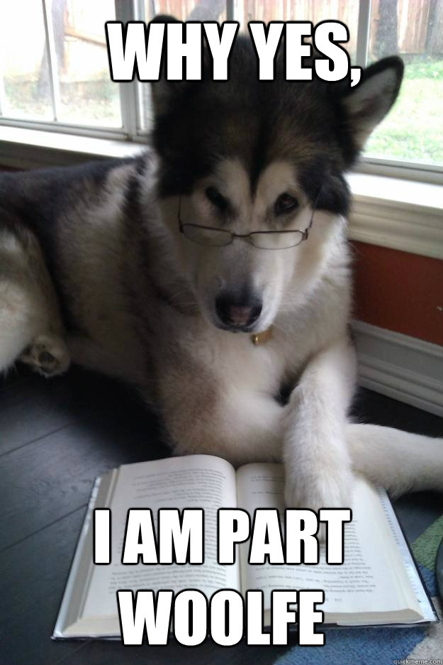 why yes, I am part woolfe  Condescending Literary Pun Dog
