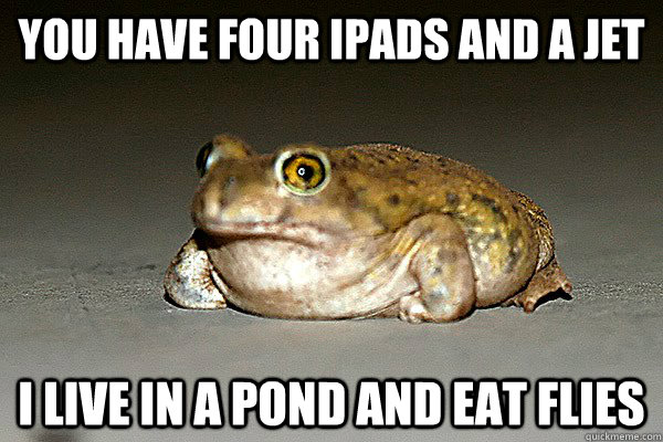You have four ipads and a jet I live in a pond and eat flies  Portmantoad