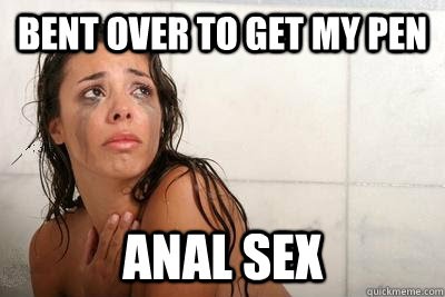 Bent over to get my pen anal sex  