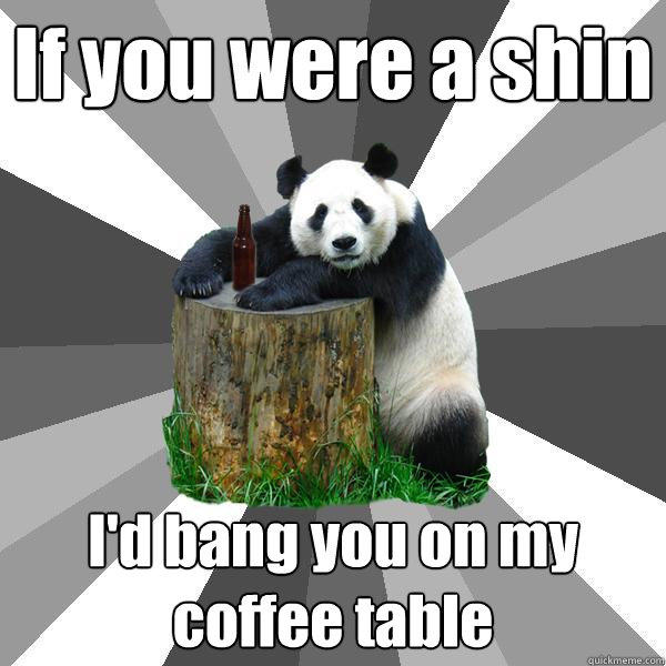 If you were a shin I'd bang you on my coffee table - If you were a shin I'd bang you on my coffee table  Pickup-Line Panda