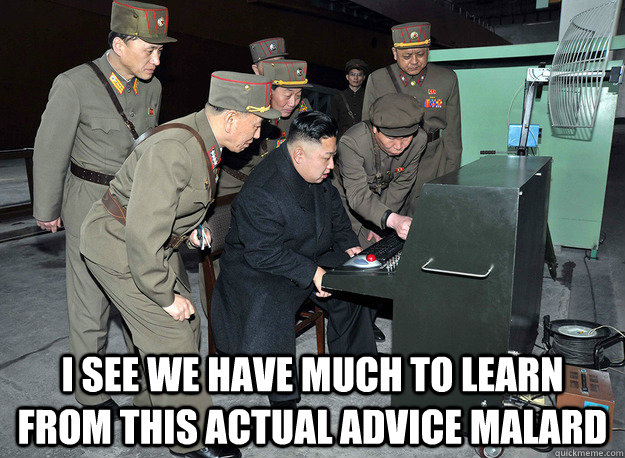  i see we have much to learn from this actual advice malard  kim jong un