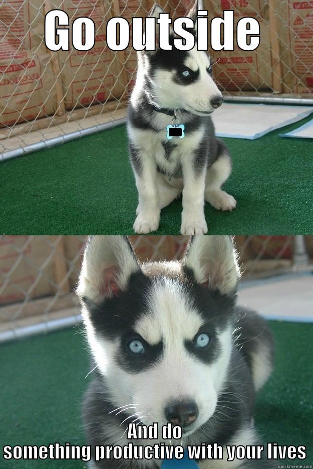 GO OUTSIDE AND DO SOMETHING PRODUCTIVE WITH YOUR LIVES Insanity puppy