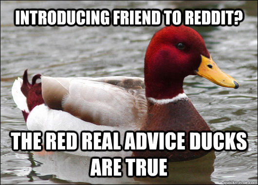 INTRODUCING FRIEND TO REDDIT? THE RED REAL ADVICE DUCKS ARE TRUE  Malicious Advice Mallard
