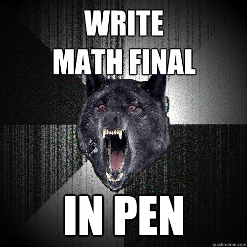 write
math final in pen  Insanity Wolf