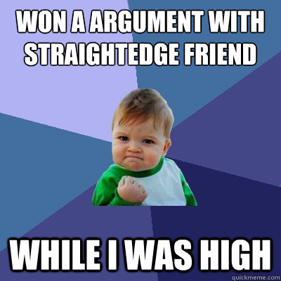 won a argument with straightedge friend while i was high  Success Kid