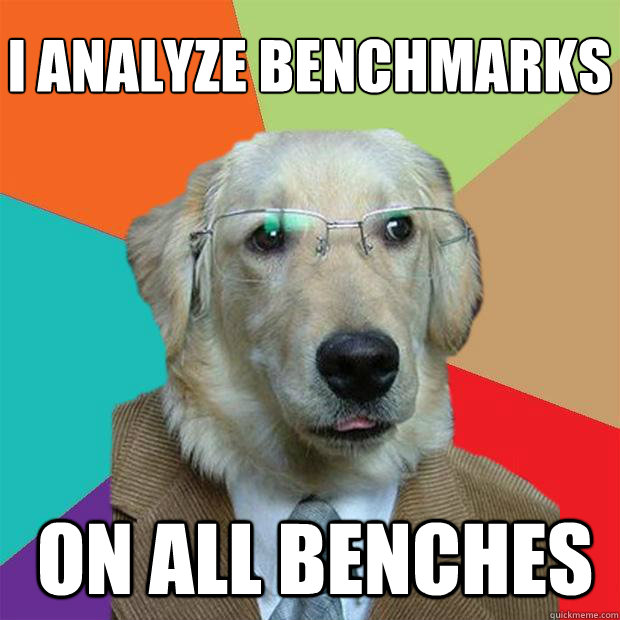 I analyze benchmarks
 on all benches  Business Dog