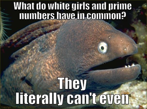 White people  - WHAT DO WHITE GIRLS AND PRIME NUMBERS HAVE IN COMMON? THEY LITERALLY CAN'T EVEN Bad Joke Eel