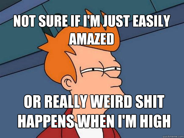 Not sure if I'm just easily amazed or really weird shit happens when I'm High   Futurama Fry