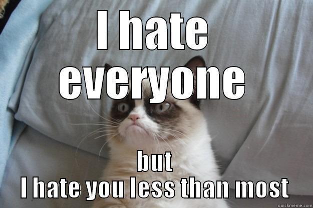 I HATE EVERYONE BUT I HATE YOU LESS THAN MOST Grumpy Cat
