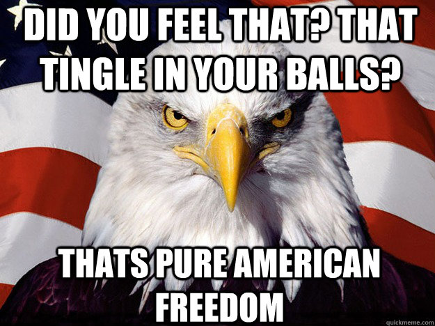 Did you feel that? That tingle in your balls? Thats pure American Freedom - Did you feel that? That tingle in your balls? Thats pure American Freedom  Patriotic Eagle