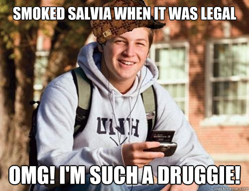 Smoked salvia when it was legal OMG! I'm such a druggie! - Smoked salvia when it was legal OMG! I'm such a druggie!  College Freshman