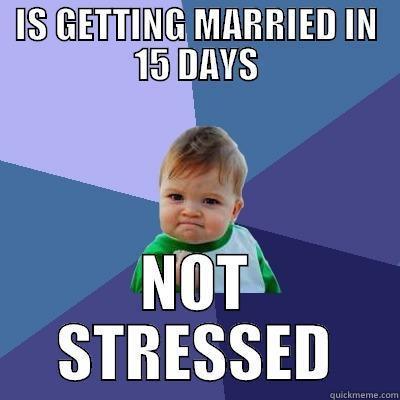 IS GETTING MARRIED IN 15 DAYS NOT STRESSED Success Kid