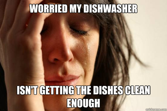 Worried my dishwasher Isn't getting the dishes clean enough  First World Problems