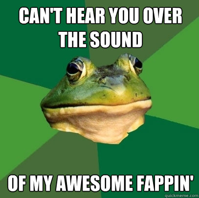 Can't hear you over the sound of my awesome fappin'  Foul Bachelor Frog