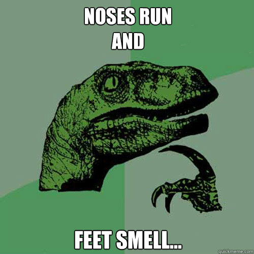 Noses Run
And Feet Smell...  Philosoraptor
