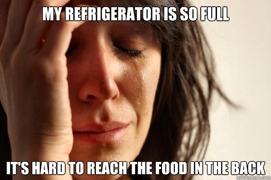 My refrigerator is so full it's hard to reach the food in the back  First World Problems