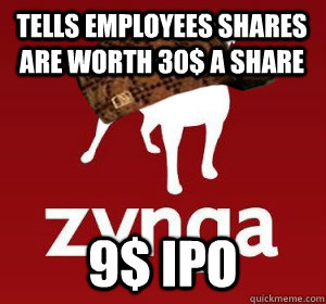 Tells employees shares are worth 30$ a Share  9$ IPO  