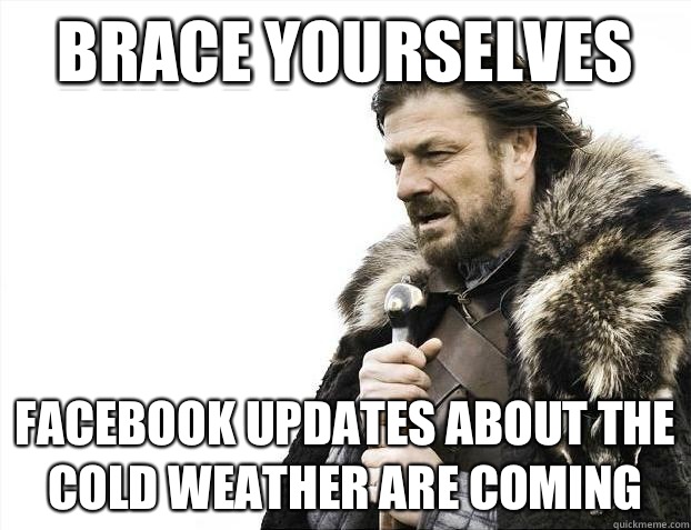 Brace yourselves Facebook updates about the cold weather are coming  Brace Yourselves - Borimir