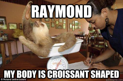 RAYMOND MY BODY IS CROISSANT SHAPED  Dramatic Sloth