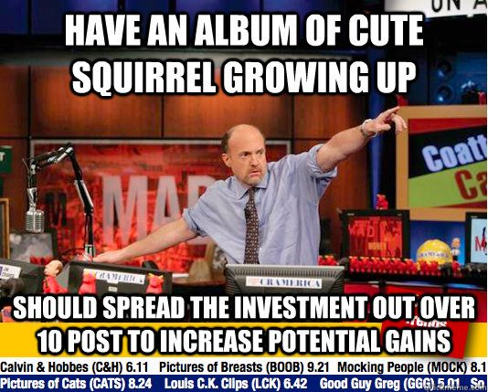 Have an album of cute squirrel growing up Should spread the investment out over 10 post to increase potential gains  Mad Karma with Jim Cramer