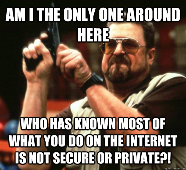 AM I THE ONLY ONE AROUND HERE WHO HAS KNOWN MOST OF WHAT YOU DO ON THE INTERNET IS NOT SECURE OR PRIVATE?!  Angry Walter