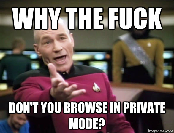 why the fuck don't you browse in private mode?  Annoyed Picard HD